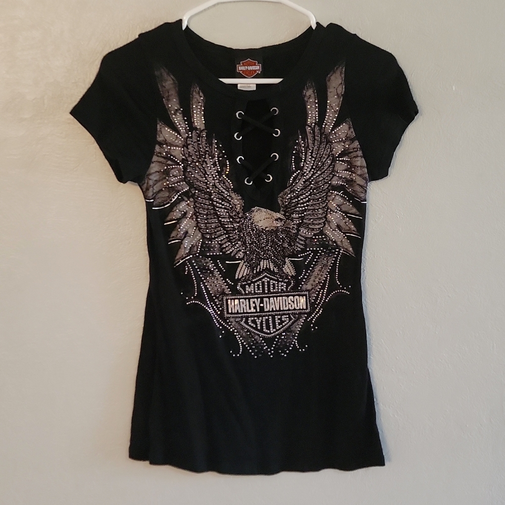 Small, Black Jeweled Harley-Davidson vintage top